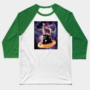 Llama Riding Panda Bear on Hot Dog Baseball T-Shirt